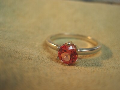 Padparadscha Sapphire 6mm Natural Sri Lanka Earth Mined Gemstone Solitaire Ring Solid 925 USA - image2